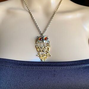 VINTAGE articulated owl pendant